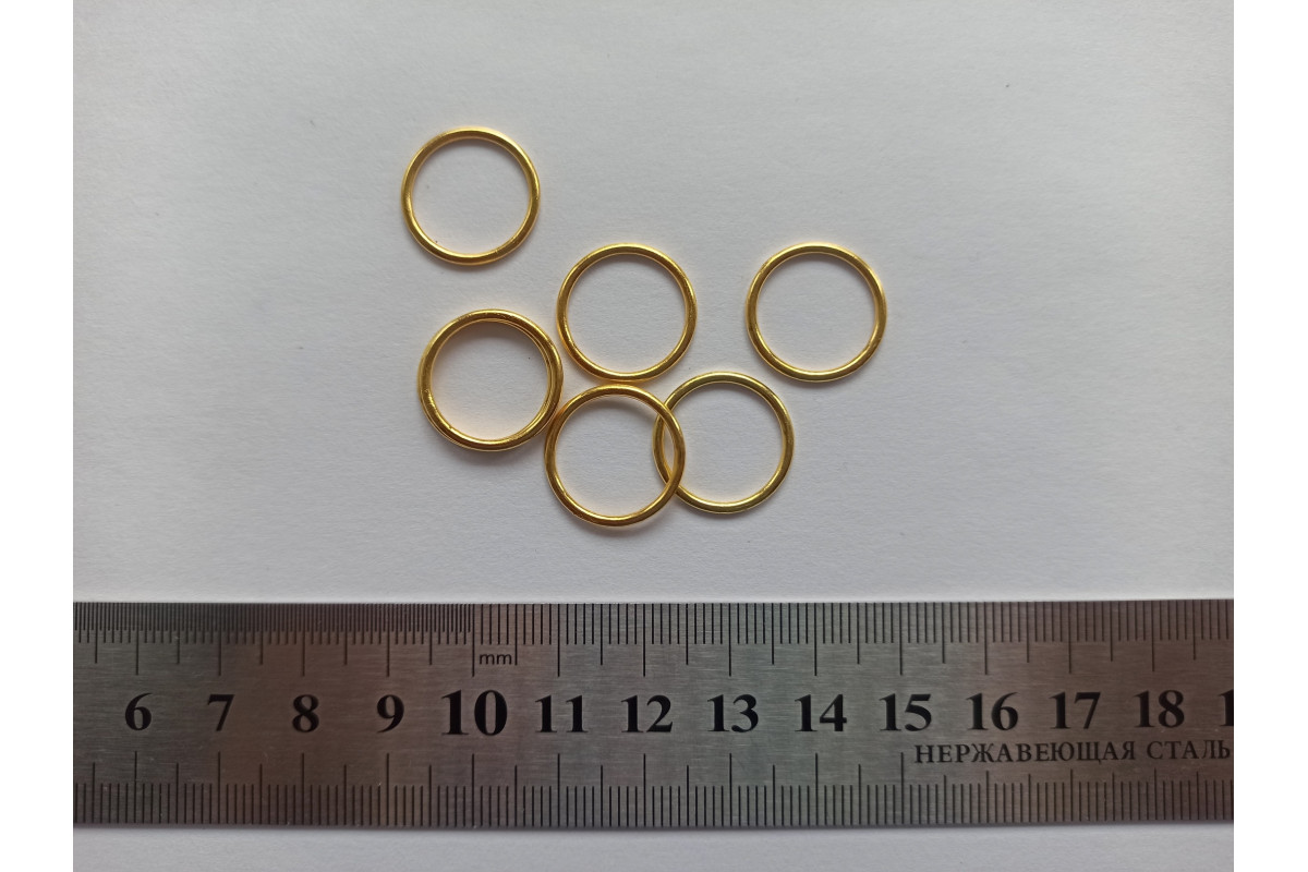 Кольцо металл 15 мм Золото М-80