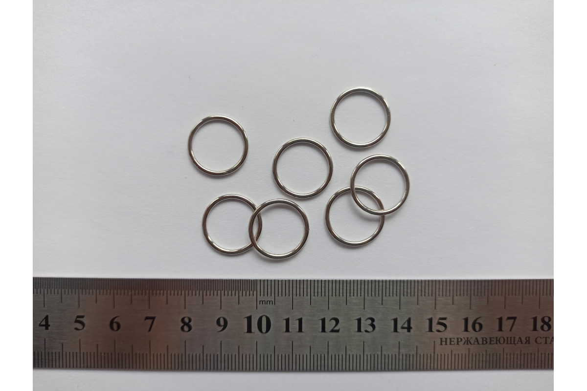 Кольцо металл 15 мм Серебро М-54