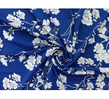 Бифлекс принт  Синий  (белые цветы)  П-159