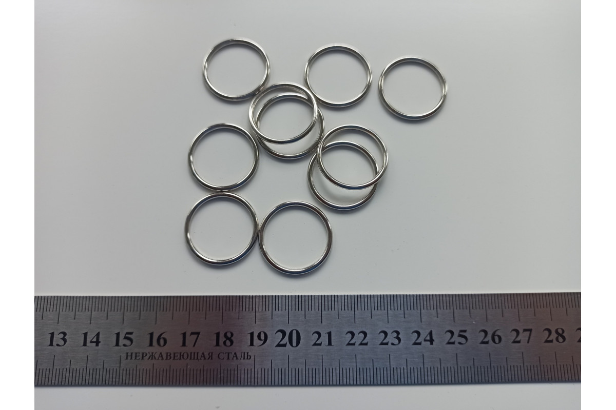 Кольцо металл 20 мм Серебро М-1